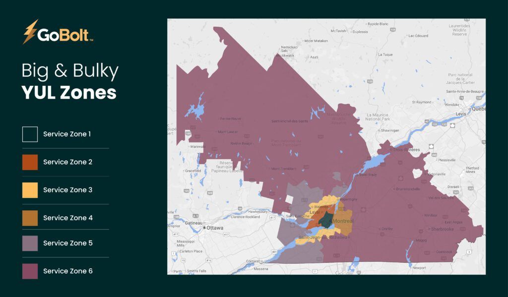 GoBolt Big & Bulky Zone Map - Montreal