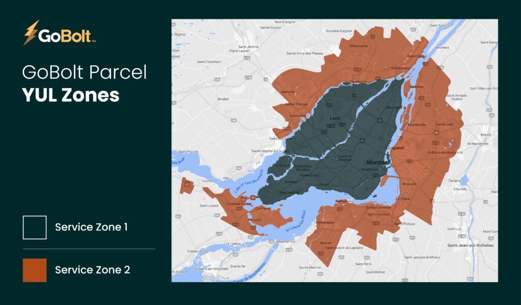 GoBolt Parcel Zone Map - Montreal