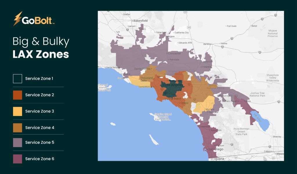 GoBolt Big & Bulky Zone Map - Los Angeles