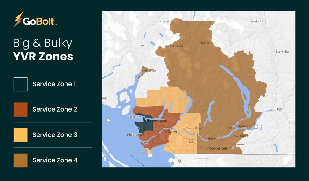 GoBolt Big & Bulky Zone Map - Vancouver