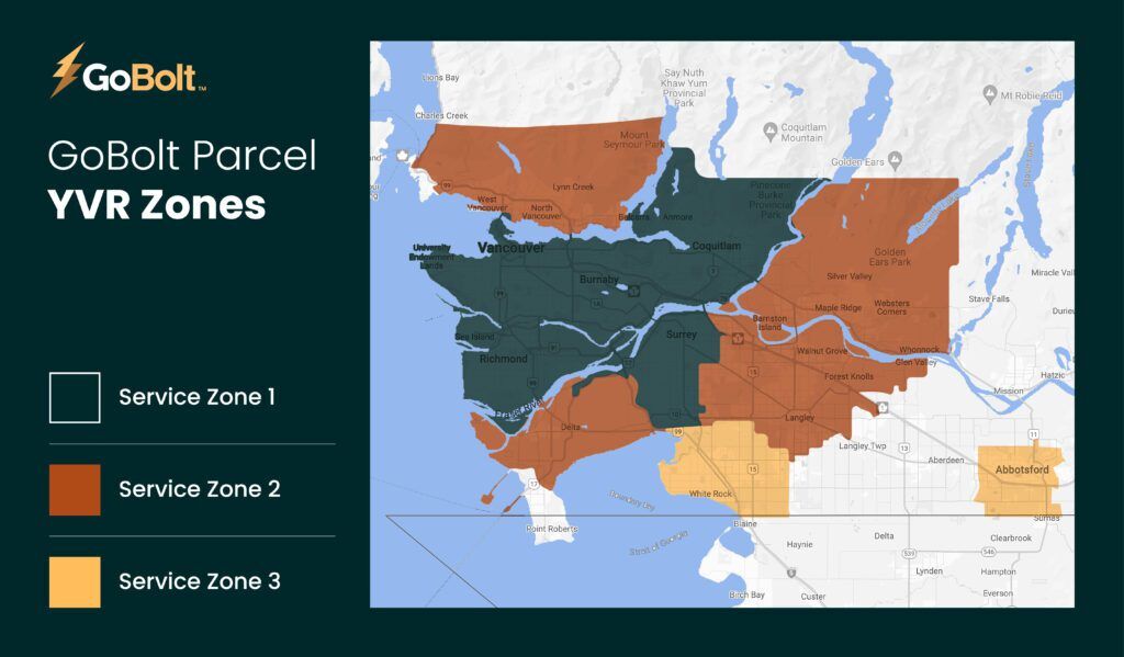 GoBolt Parcel Zone Map - Vancouver