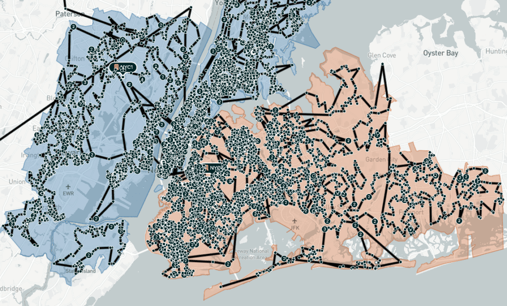 Simulated data of GoBolt's last mile routing